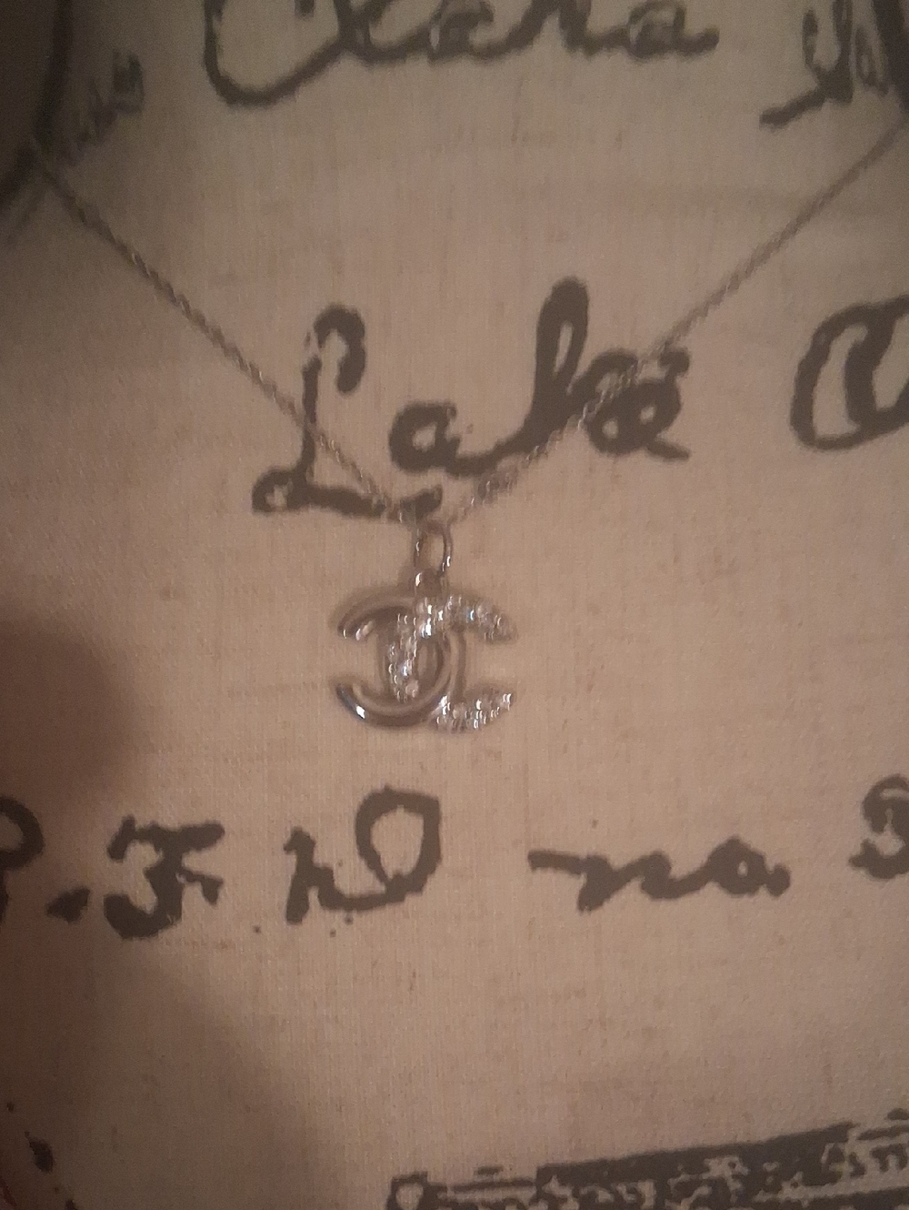 UPCYCLED CHANEL ZIPPER CC Pendant Necklace in Silver with Crystals SILVEER CHAIN